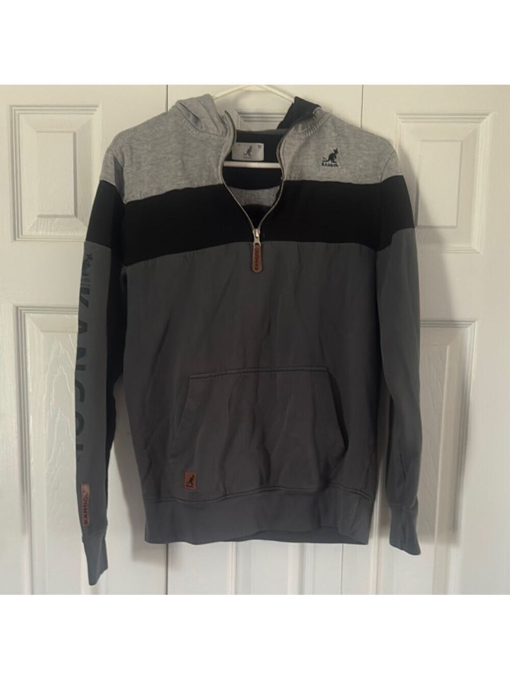 Kangol Gray and Black Zip Up Hoodie with Sporty Design